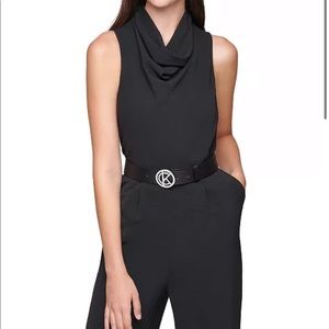 Calvin Klein Belted Cowlneck Jumpsuit Black